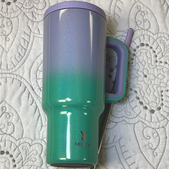 Meoky 40oz Gradient Tumbler with Straw and Handle - Purple and Green Fairyland - Picture 1 of 4